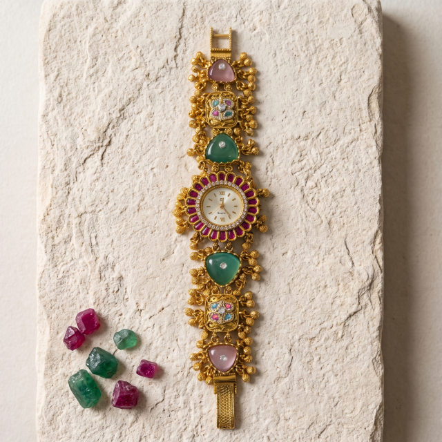 Royal Temple Heritage Bracelet Watch with Semi-Precious Stone Accents