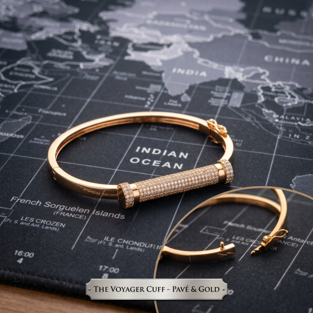 Women's Rose Gold-Plated Crystal Bar Designer Bangle