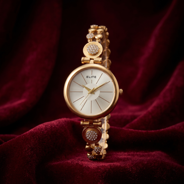 Women's Gold-Tone Crystal Designer Analog Watch