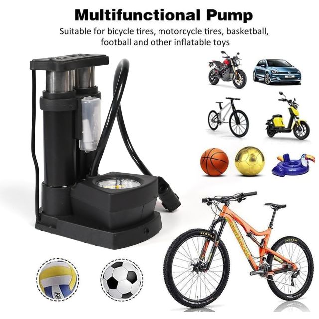 Safora Portable Mini Bike Pump with Gauge and Foot Operation